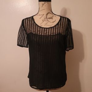 Handmade Sheer Chiffon Black Top size S/M